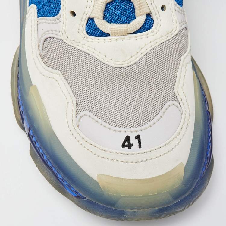 Pre Owned Balenciaga Tri Color Mesh and Faux Leather Triple S Clear Sole Sneakers Size 41