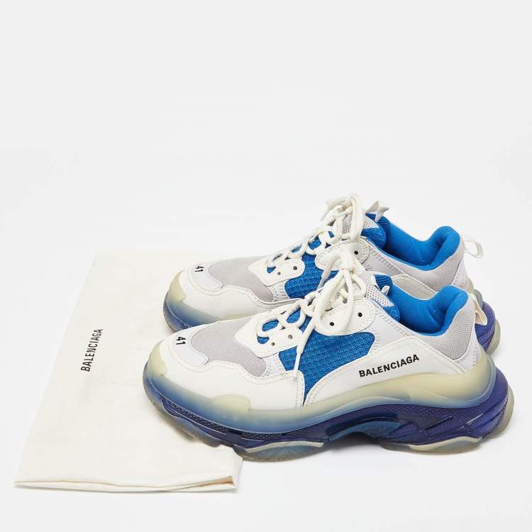 Pre Owned Balenciaga Tri Color Mesh and Faux Leather Triple S Clear Sole Sneakers Size 41