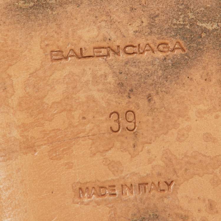 Pre Owned Balenciaga Red Leather Arena T-Strap Flat Sandals Size 39