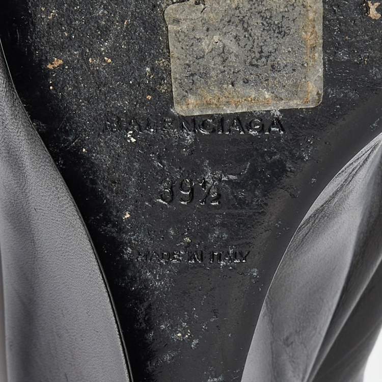 Pre Owned Balenciaga Black Leather Glove Wedge Sandals Size 38.5