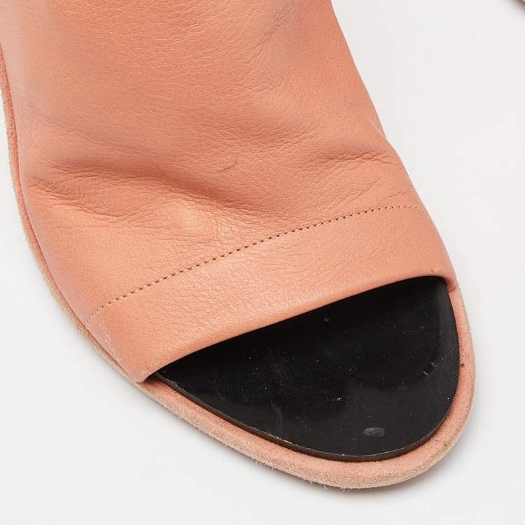 Pre Owned Balenciaga Orange Leather and Suede Glove Sandals Size 37