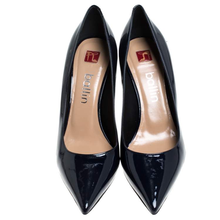 Pre Owned Ballin Blue Patent Leather Pointed Toe Pumps Size 38