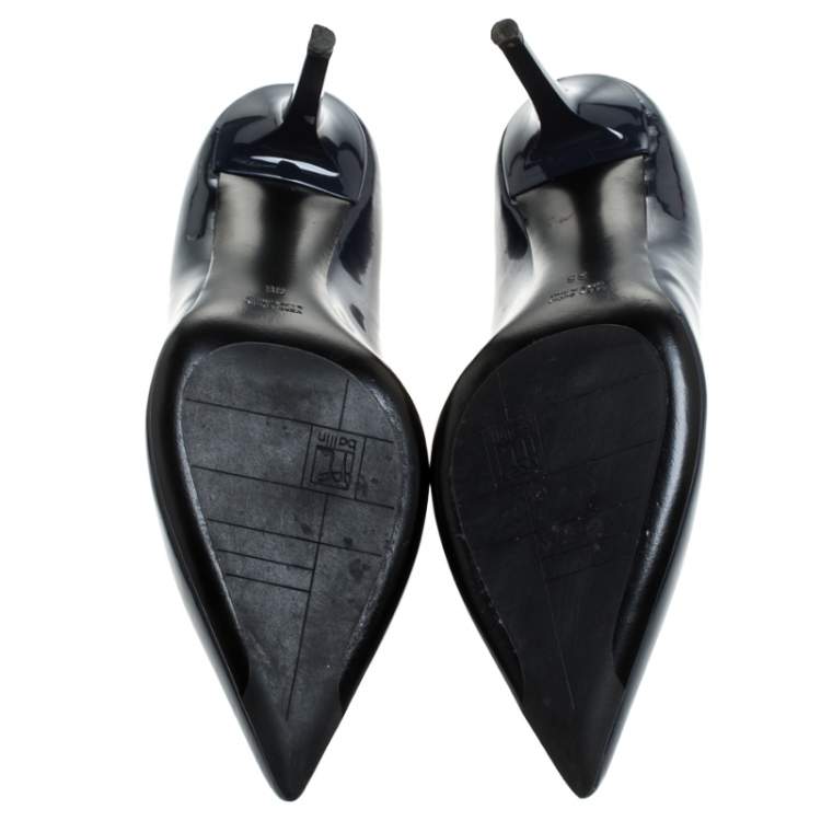 Pre Owned Ballin Blue Patent Leather Pointed Toe Pumps Size 38