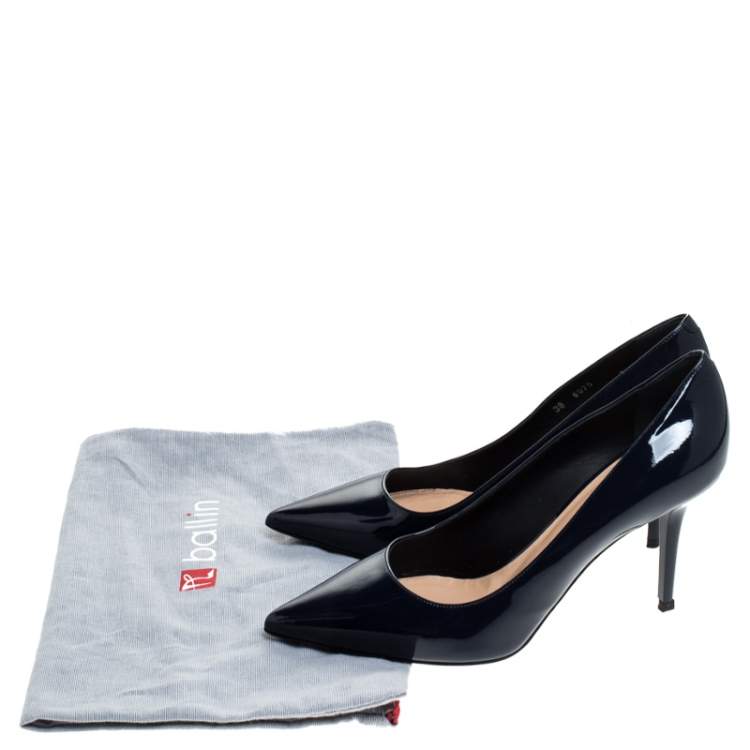 Pre Owned Ballin Blue Patent Leather Pointed Toe Pumps Size 38