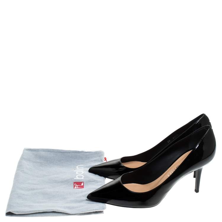 Pre Owned Ballin Black Patent Leather Pointed Toe Pumps Size 38