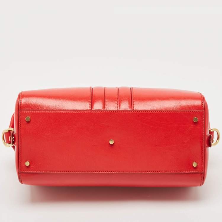 Pre Owned Bally Red Leather Small Beckett Week Top Handle Bag