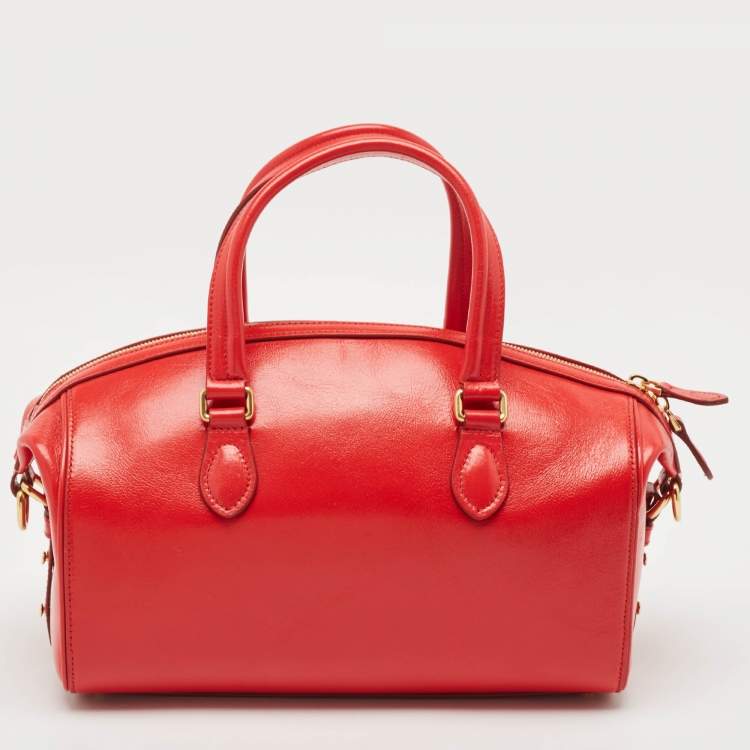 Pre Owned Bally Red Leather Small Beckett Week Top Handle Bag