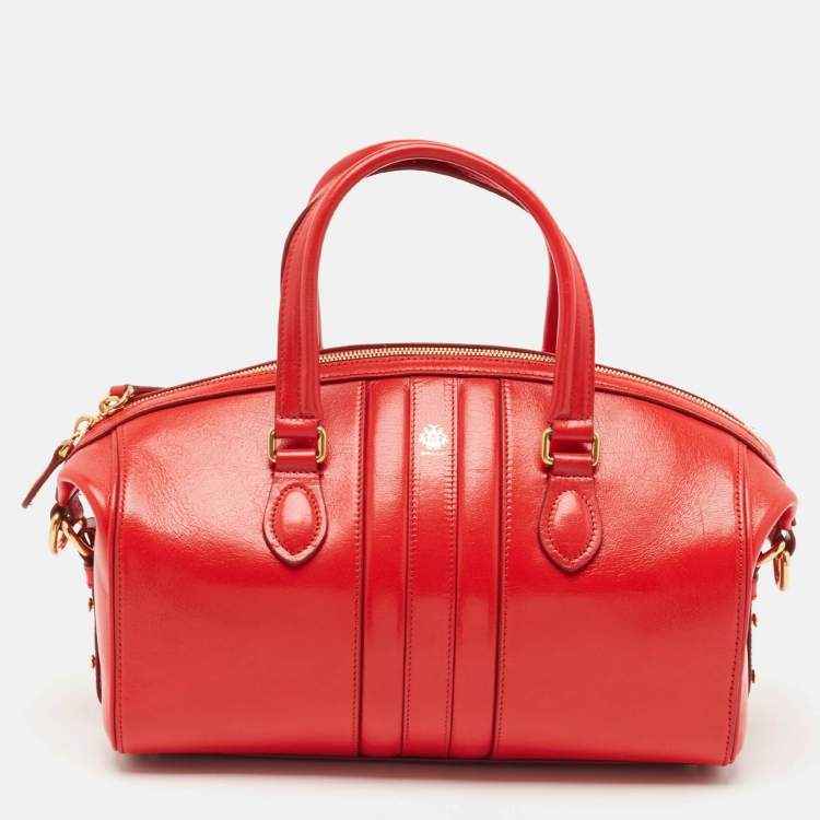 Pre Owned Bally Red Leather Small Beckett Week Top Handle Bag