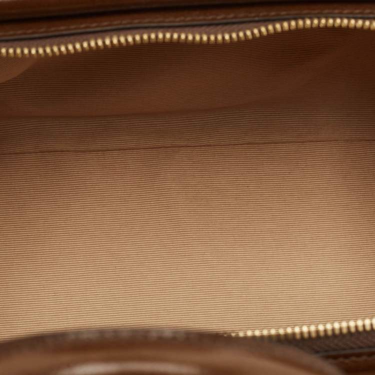 Pre Owned Bally Brown Glaze Leather Small Belle Boston Bag