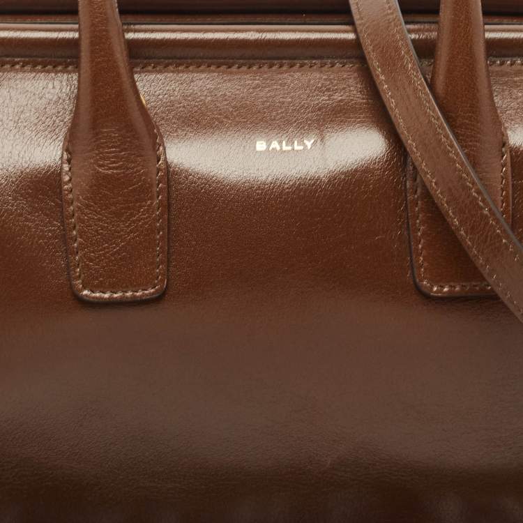 Pre Owned Bally Brown Glaze Leather Small Belle Boston Bag
