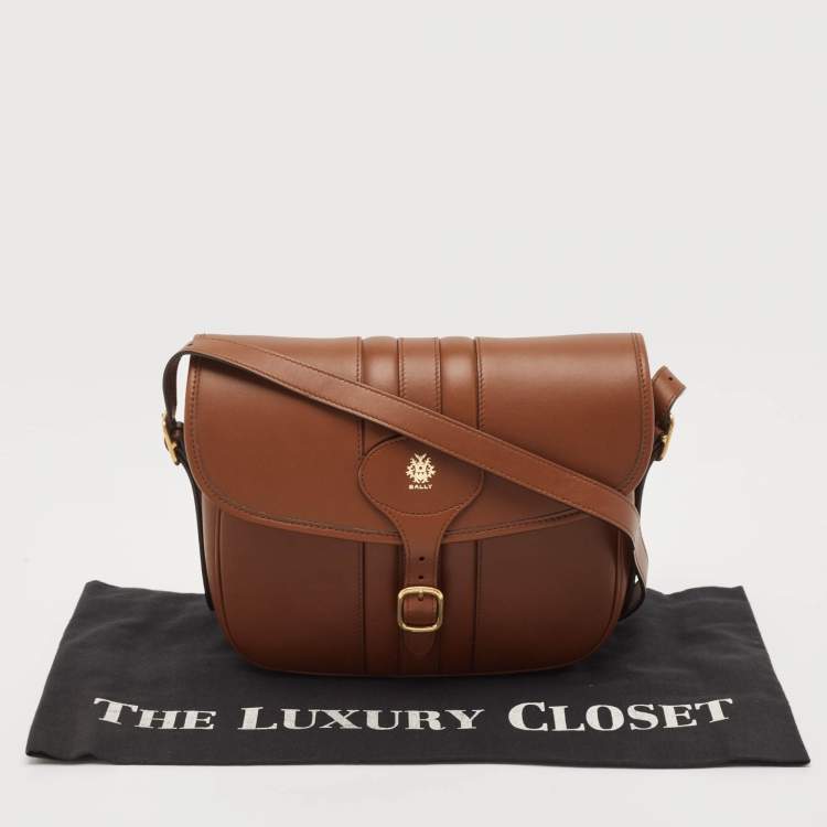 Pre Owned Bally Brown Leather Beckett Messenger Bag