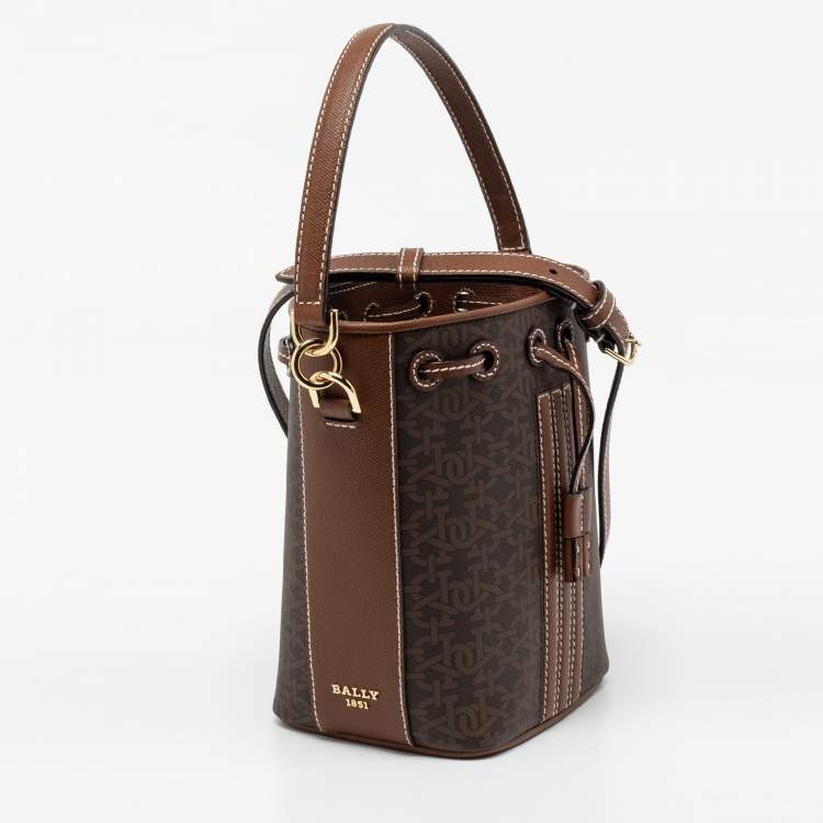 Pre Owned Bally Brown Coated Canvas and Leather Donae Bucket Bag 