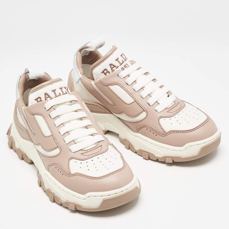 Pre Owned Bally Old Rose/white Leather Holden Sneakers Size 36