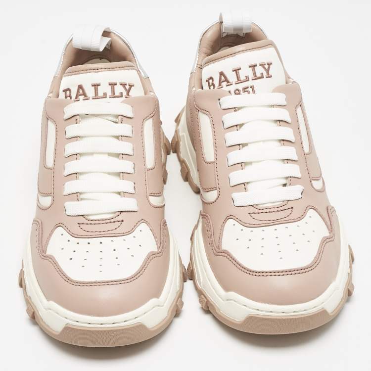 Pre Owned Bally Old Rose/white Leather Holden Sneakers Size 36