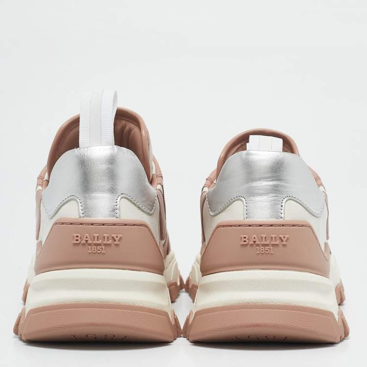 Pre Owned Bally Old Rose/White Leather Holden Sneakers Size 38