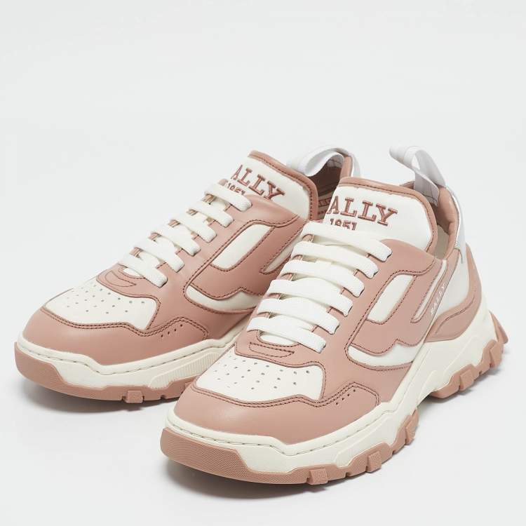 Pre Owned Bally Old Rose/White Leather Holden Sneakers Size 38
