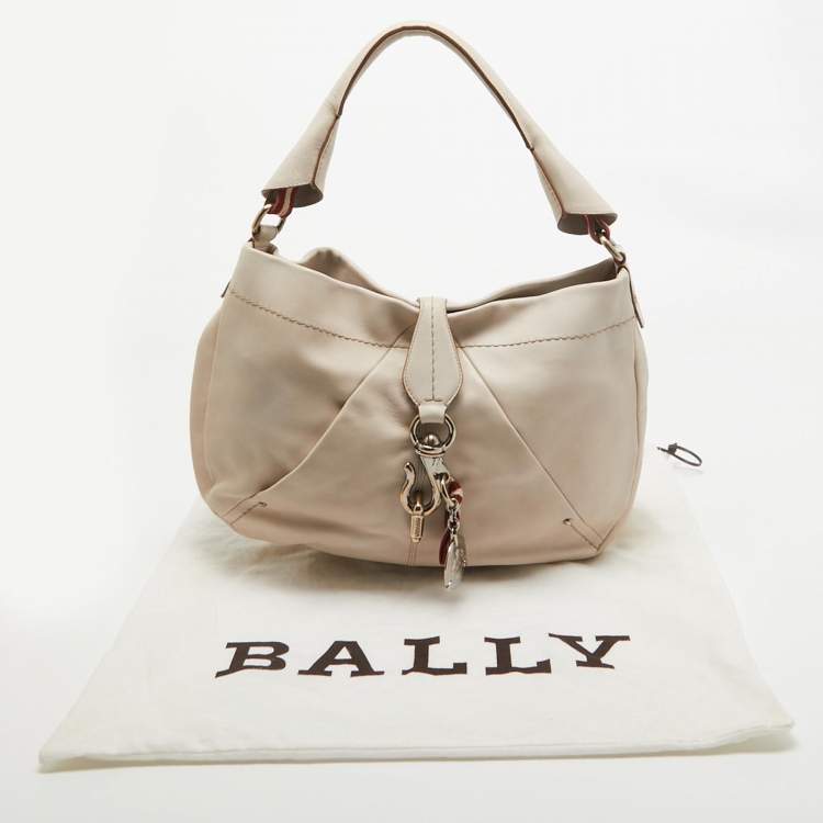 Pre Owned Bally Off White Leather Milip Hobo