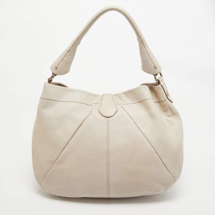 Pre Owned Bally Off White Leather Milip Hobo