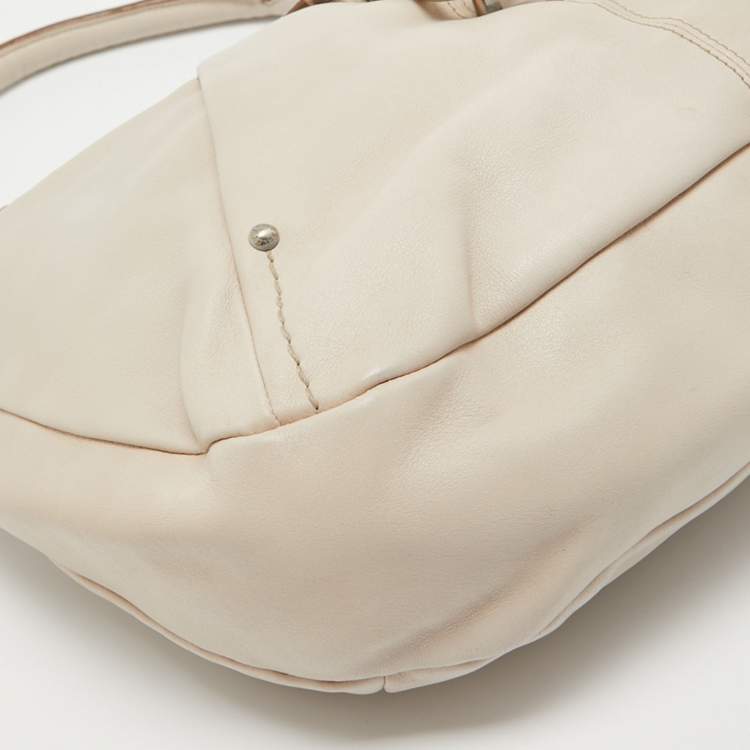 Pre Owned Bally Off White Leather Milip Hobo