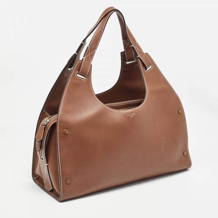 Pre Owned Bally Brown Leather Ahres Shoulder Bag