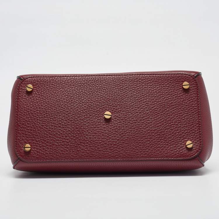 Pre Owned Bally Burgundy Leather B Turnlock Top Handle Bag