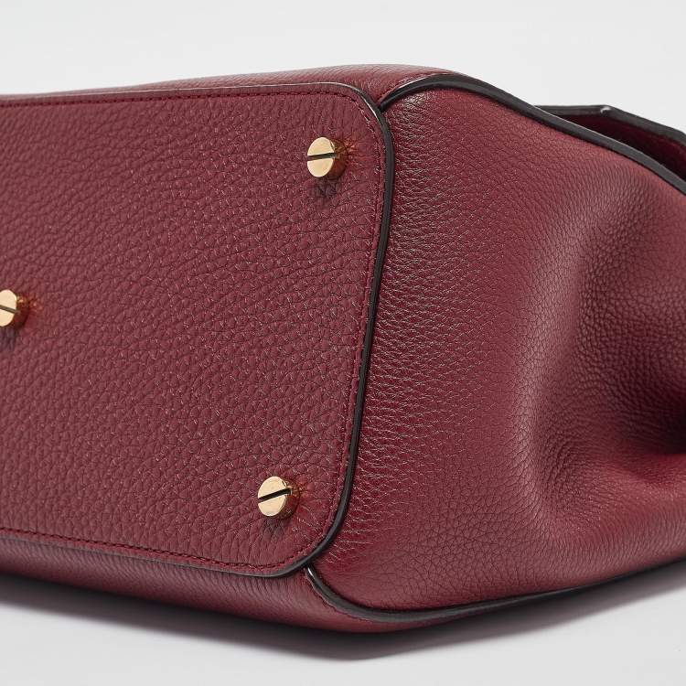 Pre Owned Bally Burgundy Leather B Turnlock Top Handle Bag