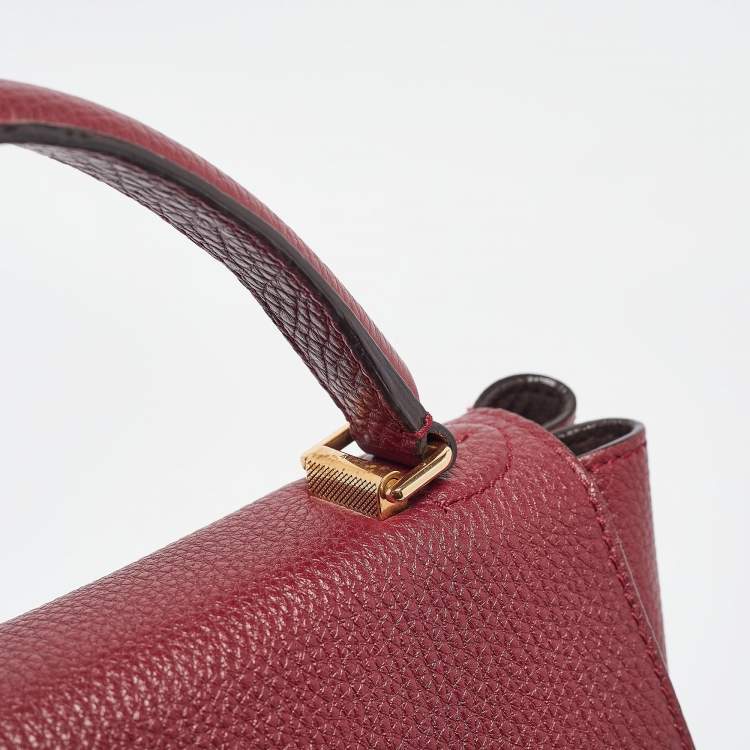 Pre Owned Bally Burgundy Leather B Turnlock Top Handle Bag
