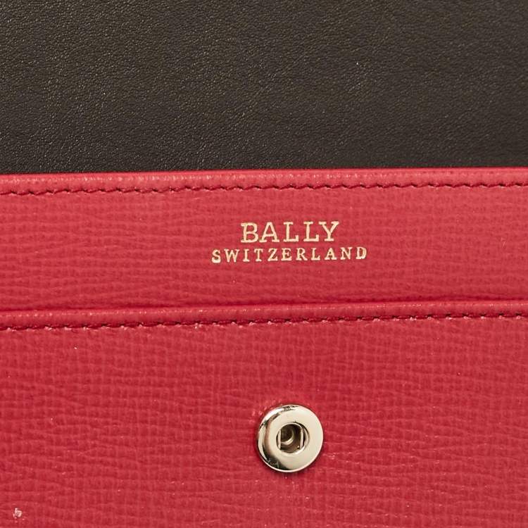 Pre Owned Bally Pink Leather Logo Flap Continental Wallet