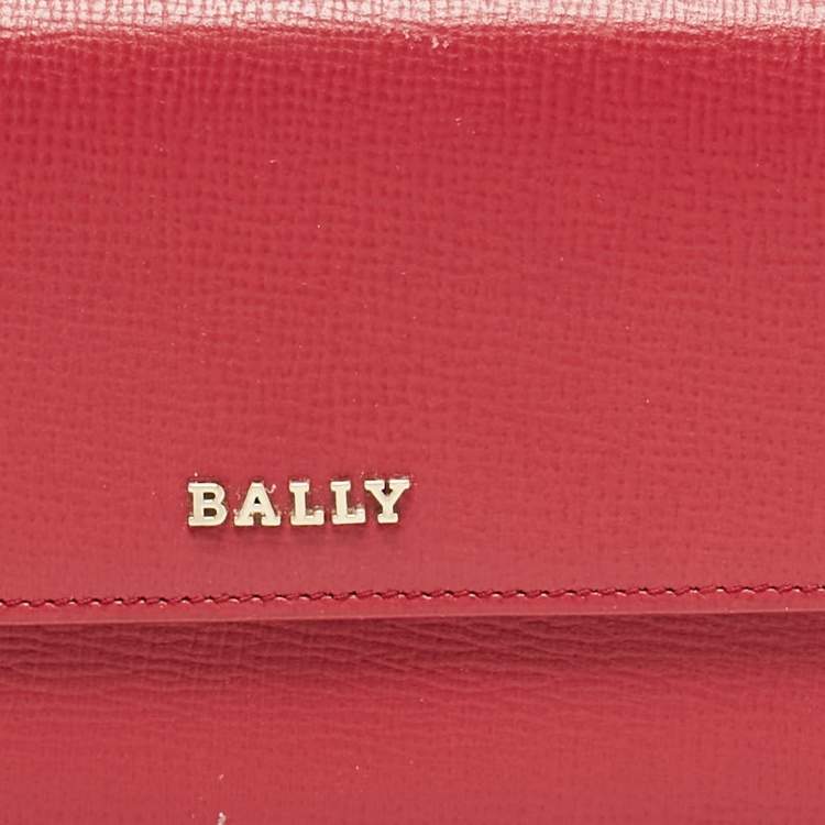 Pre Owned Bally Pink Leather Logo Flap Continental Wallet