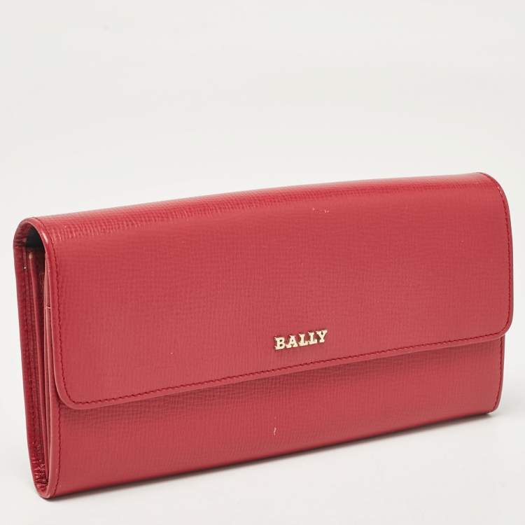 Pre Owned Bally Pink Leather Logo Flap Continental Wallet