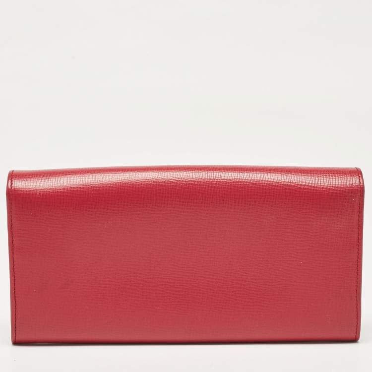 Pre Owned Bally Pink Leather Logo Flap Continental Wallet