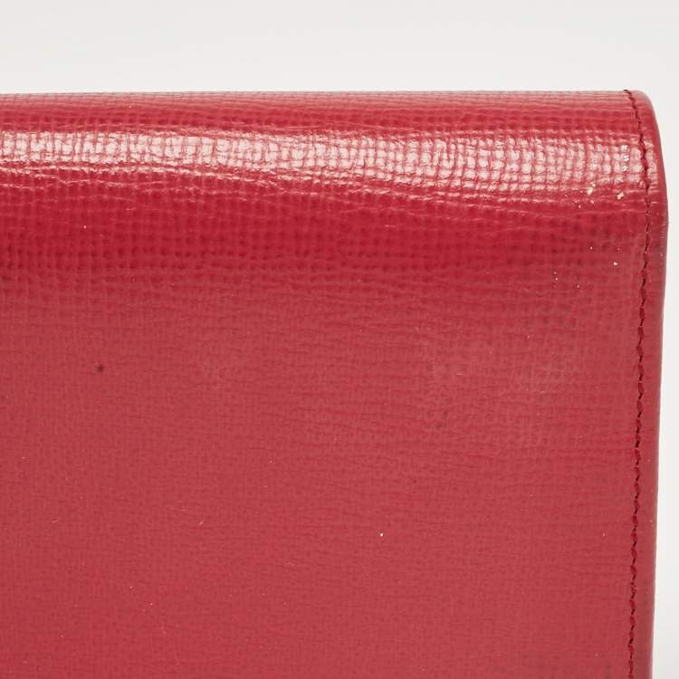 Pre Owned Bally Pink Leather Logo Flap Continental Wallet