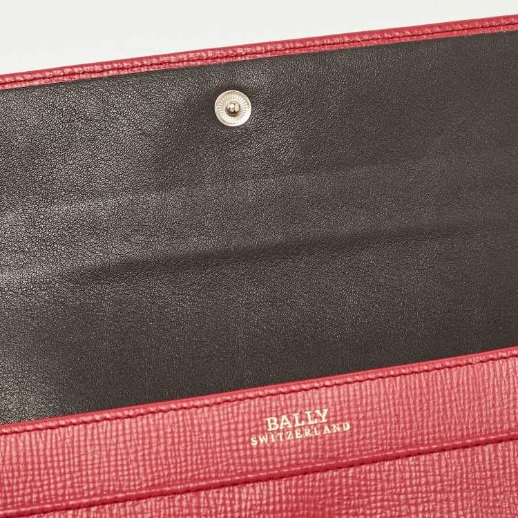 Pre Owned Bally Pink Leather Logo Flap Continental Wallet