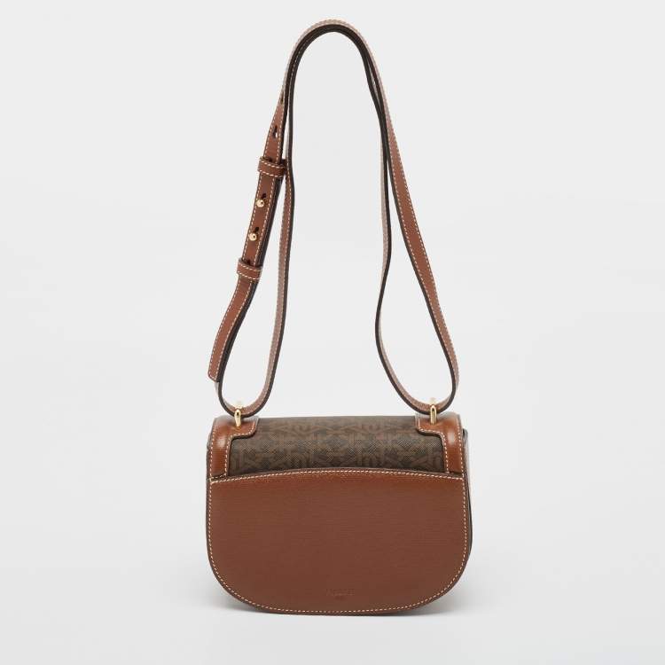 Pre Owned Bally Brown Monogram Coated Canvas and Leather Mini Bailey Crossbody Bag