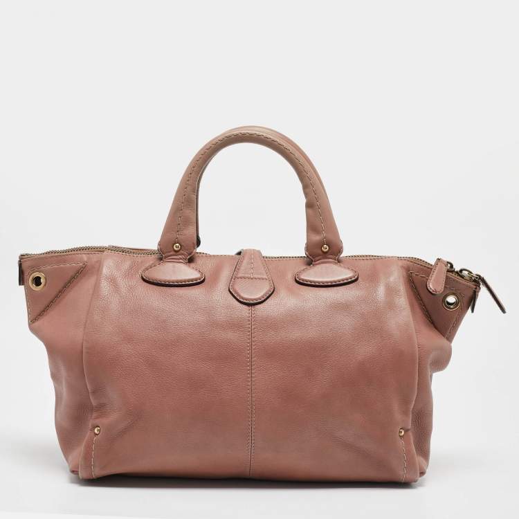 Pre Owned Bally Pink Leather Clasp Flap Satchel