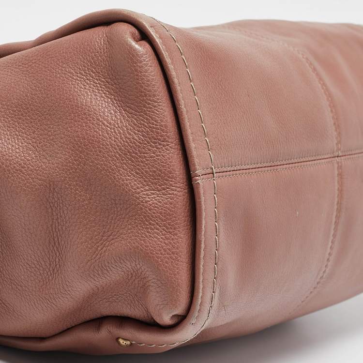 Pre Owned Bally Pink Leather Clasp Flap Satchel