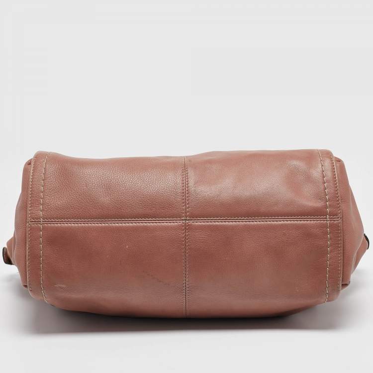Pre Owned Bally Pink Leather Clasp Flap Satchel