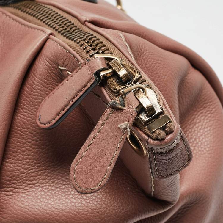 Pre Owned Bally Pink Leather Clasp Flap Satchel