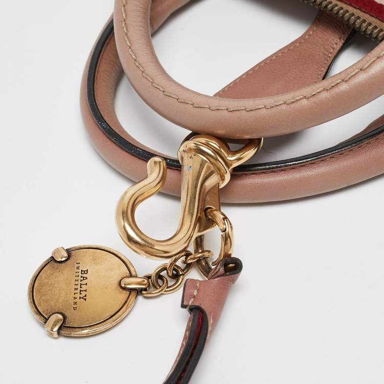 Pre Owned Bally Pink Leather Clasp Flap Satchel