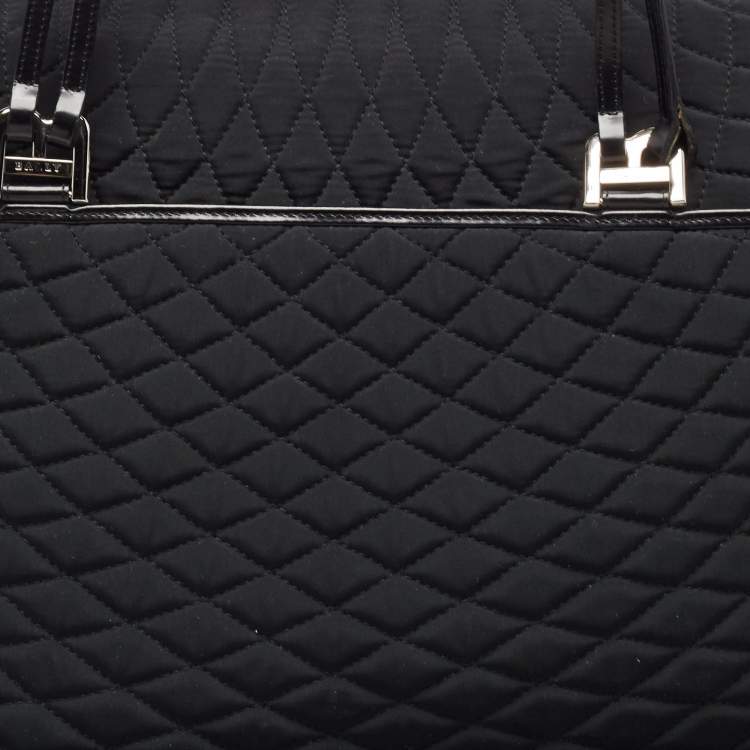 Pre Owned Bally Black Quilted Nylon and Leather Duffel Bag
