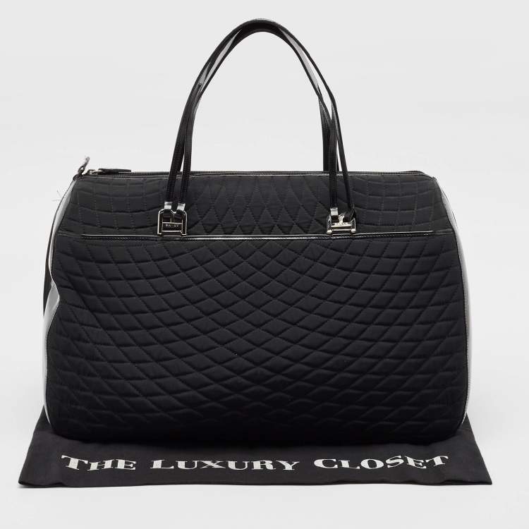 Pre Owned Bally Black Quilted Nylon and Leather Duffel Bag