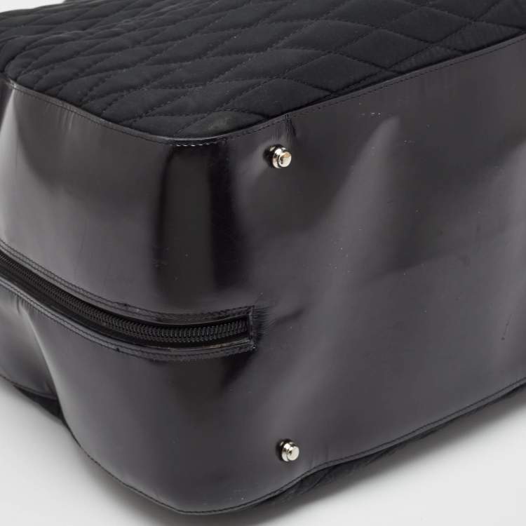 Pre Owned Bally Black Quilted Nylon and Leather Duffel Bag
