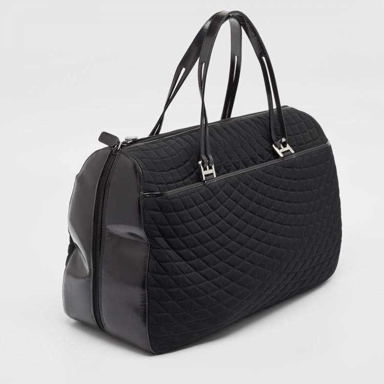 Pre Owned Bally Black Quilted Nylon and Leather Duffel Bag