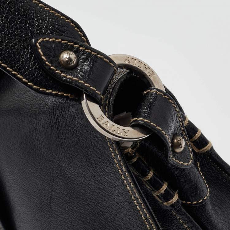 Pre Owned Bally Black Leather Flap Shoulder Bag