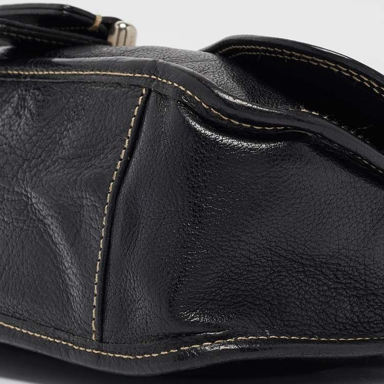 Pre Owned Bally Black Leather Flap Shoulder Bag