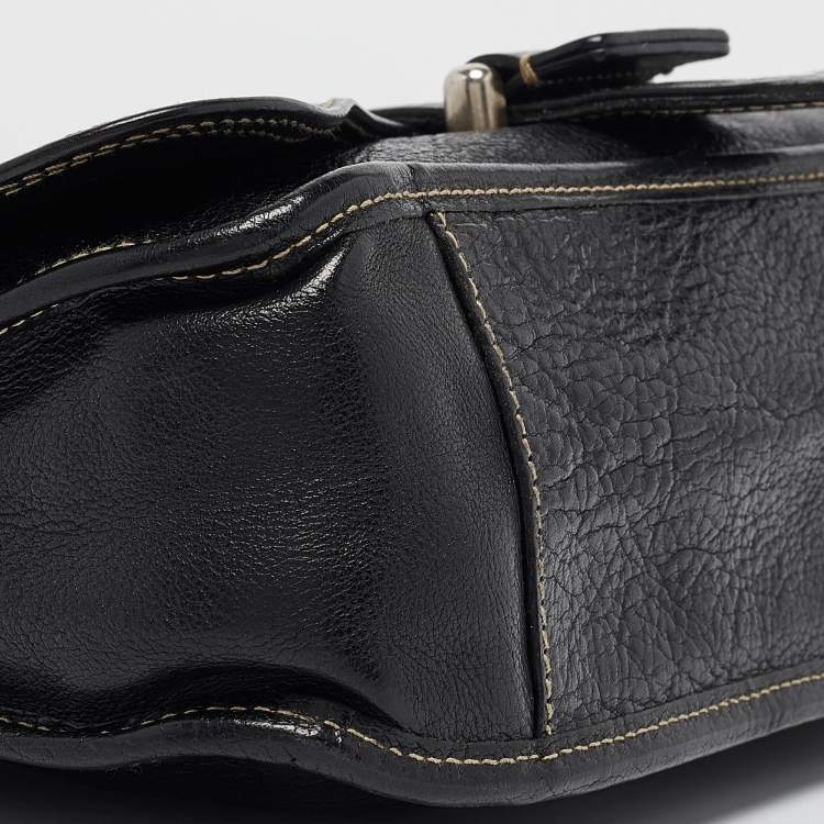 Pre Owned Bally Black Leather Flap Shoulder Bag