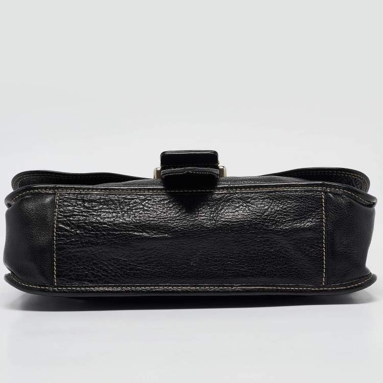 Pre Owned Bally Black Leather Flap Shoulder Bag