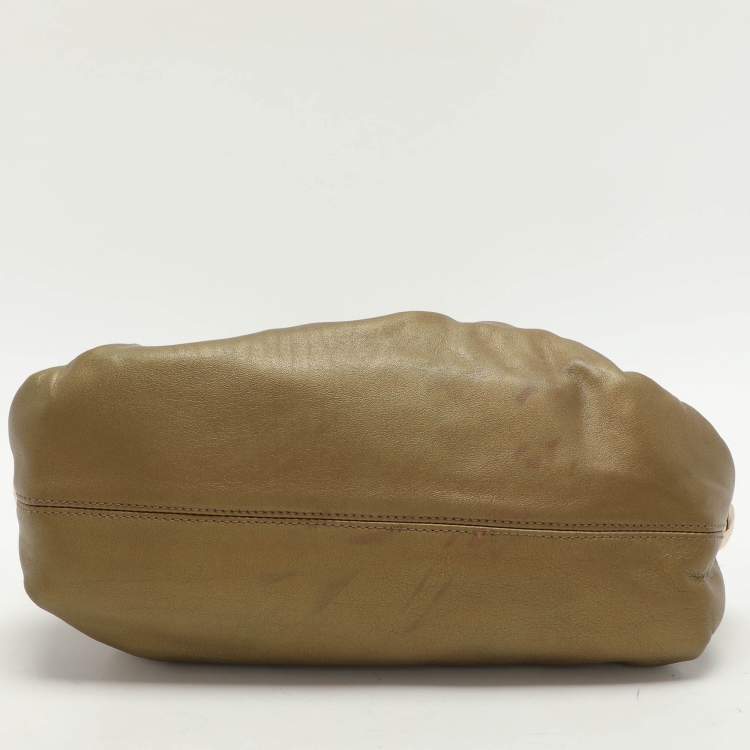 Pre Owned Bally Metallic Olive Leather Satchel
