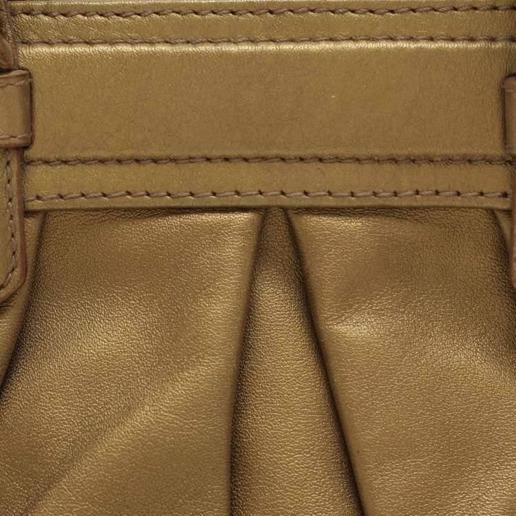 Pre Owned Bally Metallic Olive Leather Satchel