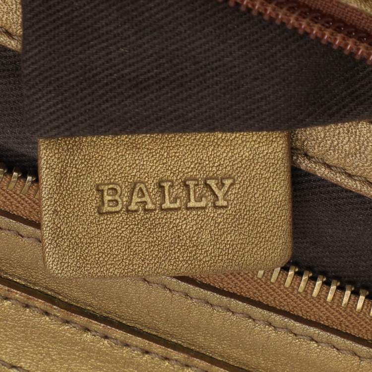 Pre Owned Bally Metallic Olive Leather Satchel